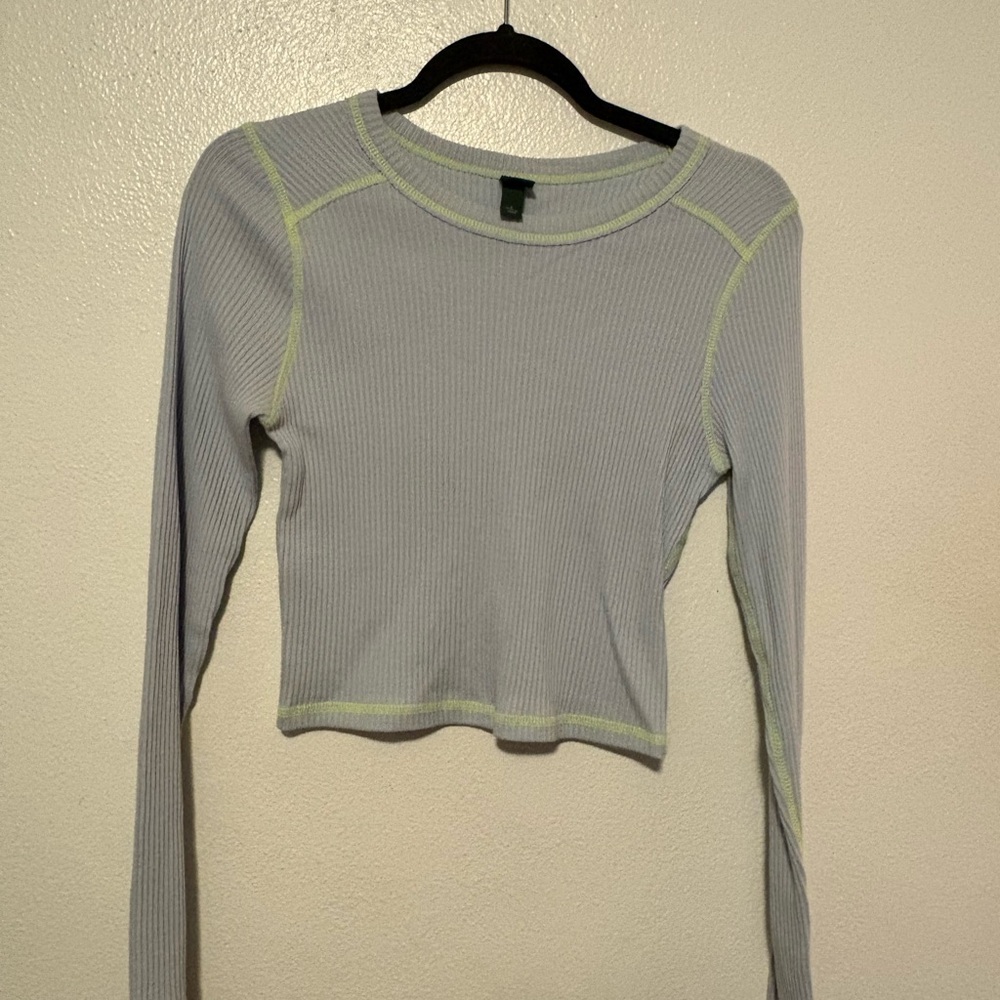 Wild Fable Silver Green Fitted Crop T-Shirt
